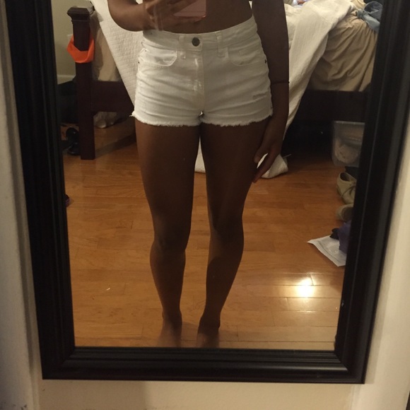 White jean shorts