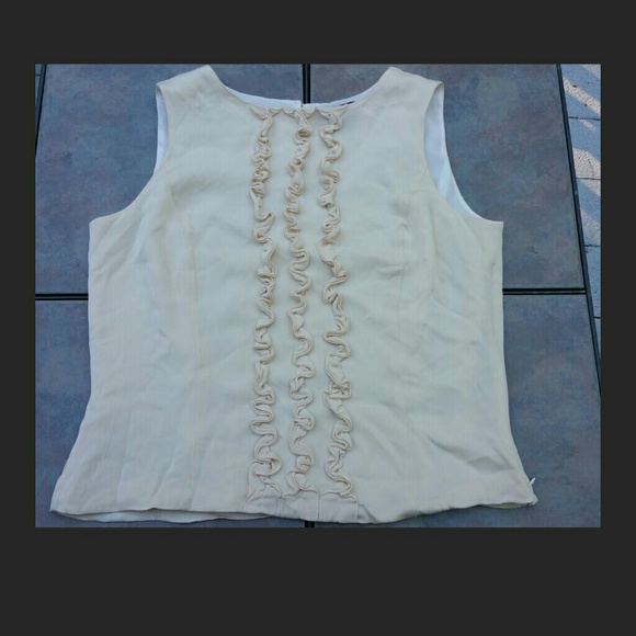 Tan ruffle front Ann Taylor shirt
