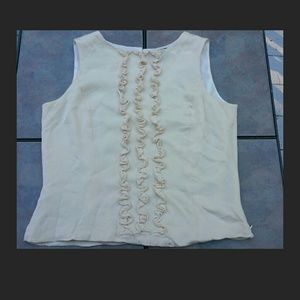 Tan ruffle front Ann Taylor shirt