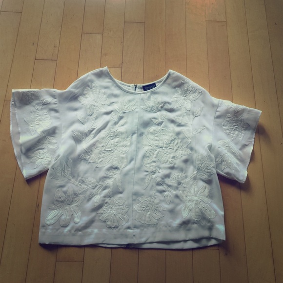 white applique topshop top