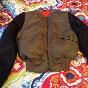 H&M Olive green & black Pilot Jacket Size 2