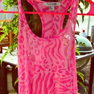 Forever 21 pink zebra racer back