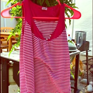 Pink and white stripped tank(: