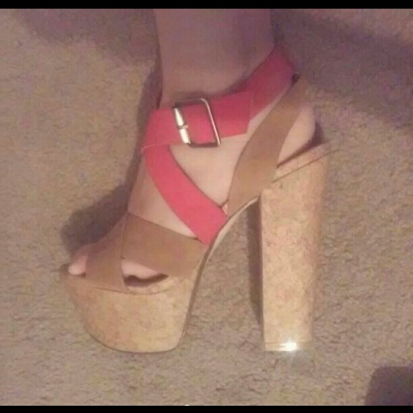 Tan and pink sandals