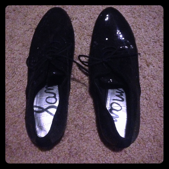 Sam Edelman black sequined oxfords