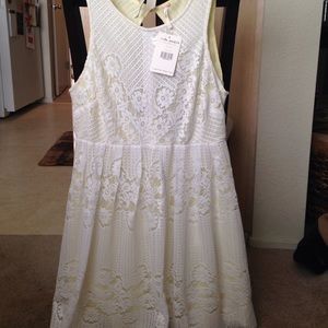 White/Yellow Free People lace dress