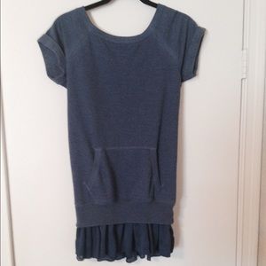 American eagle sweatshirt dress w/ sheer ruffles.