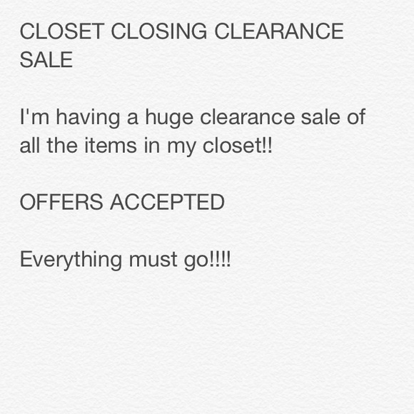 CLOSET CLOSING CLEARANCE SALE
