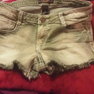 Light green denim shorts