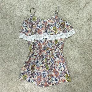 Paisley Lace Romper with Pockets