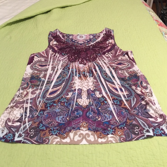 Purple pink blue and beige top - Picture 1 of 1
