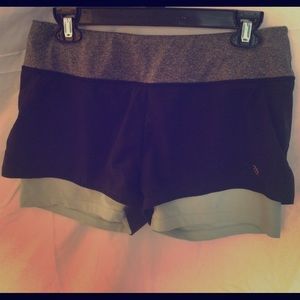 Black and light blue workout shorts