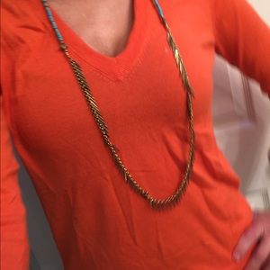 J. Crew orange v-neck sweater