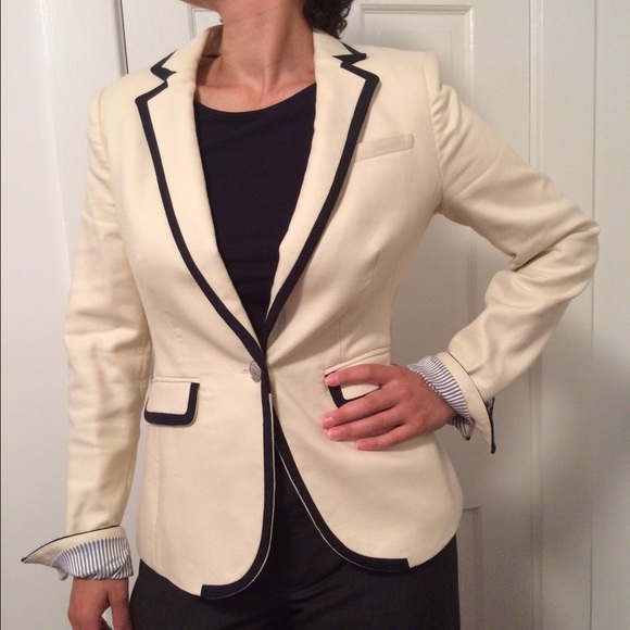 Banana republic blazer, cream with blue piping.