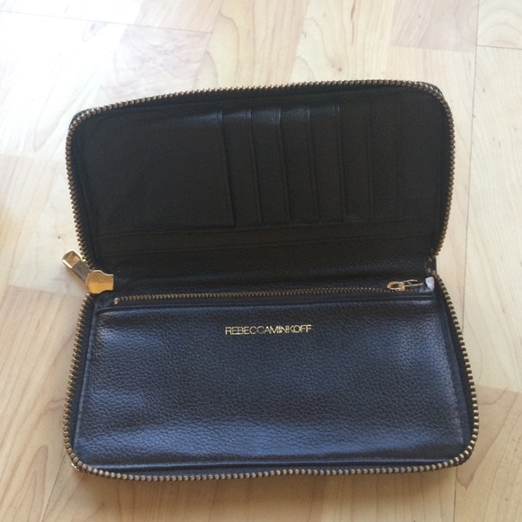 Rebecca Minkoff black leather zip around wallet