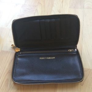 Rebecca Minkoff black leather zip around wallet