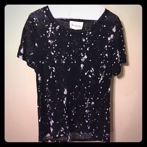 Black and white paint splatter shirt