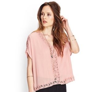 Forever 21 Top dolman with lace trim