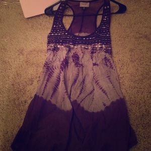 Purple tie dye top with beading