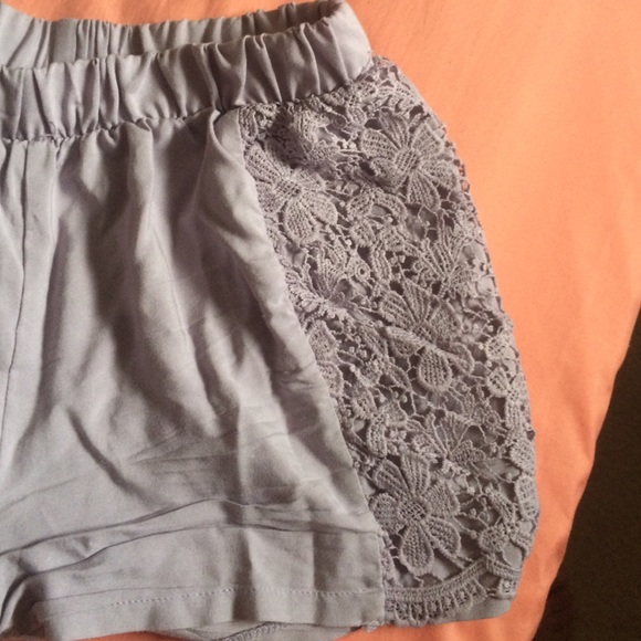 Pastel lilac crochet shorts