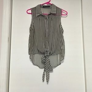Foreign Exchange Striped Sheer Blouse