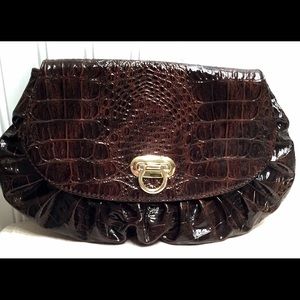 Faux Textured Patten Leather Clutch