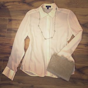 Bebe White Silk Button Down