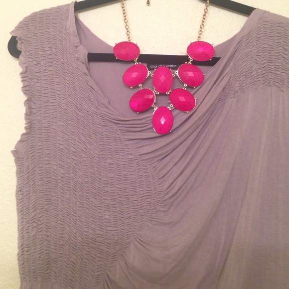 cha cha vente Tops - CHA CHA VENTE taupe scrunch tunic