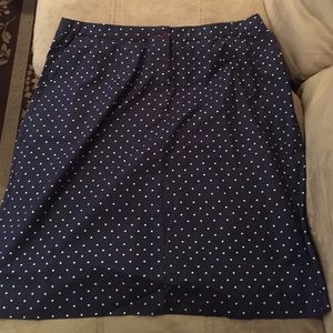Navy blue  polka dot pencil skirt
