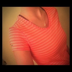 Orange striped polyester shirt