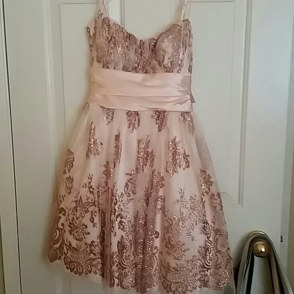 Pink & Gold Rose Speghetti Strap Dress