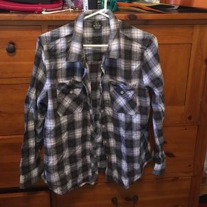 Black/white Plaid Button Up