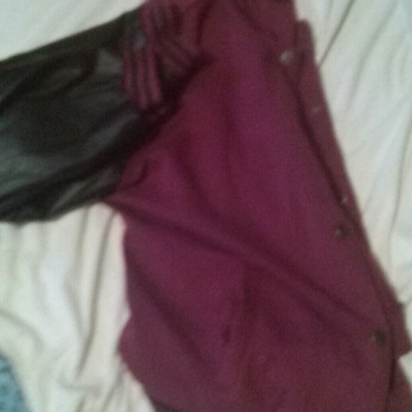 Purple jacket leather sleeves