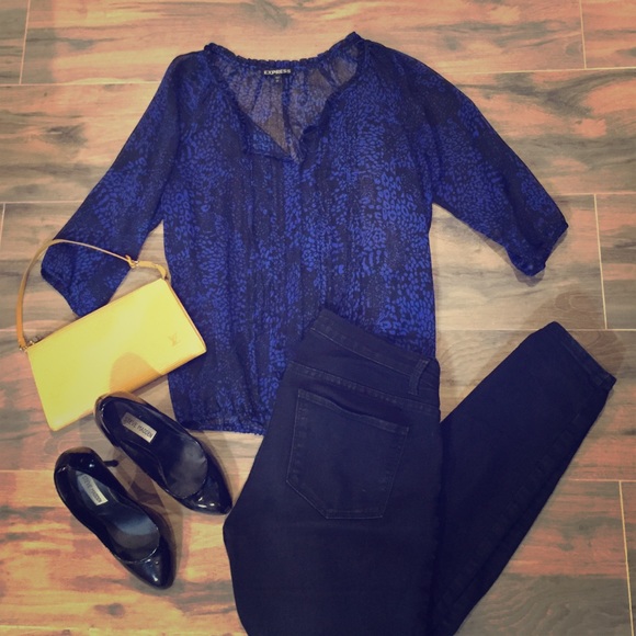 Express Black and Blue Top