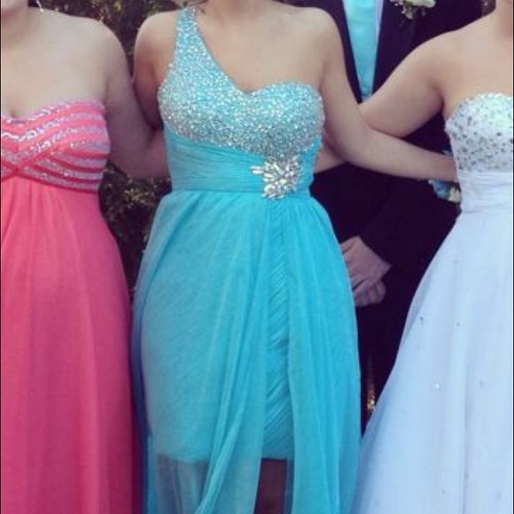Crystal blue prom dress - Picture 1 of 4
