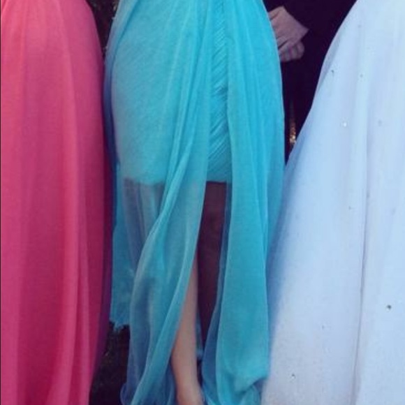 Crystal blue prom dress - Picture 3 of 4