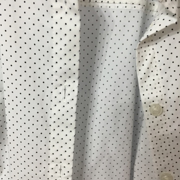 White and black polkadot button up top