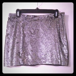 Silver Sequin Mini Skirt