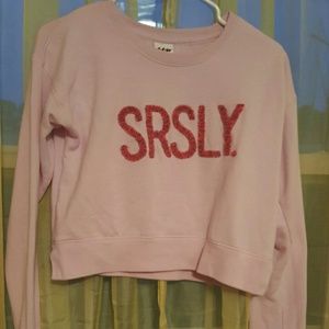 Long sleeve sweatshirt material crop top