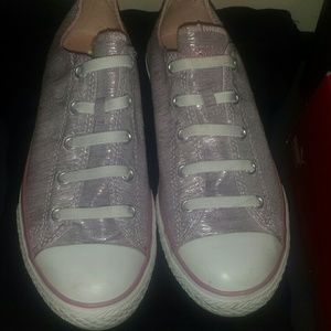 Pink and silver converse