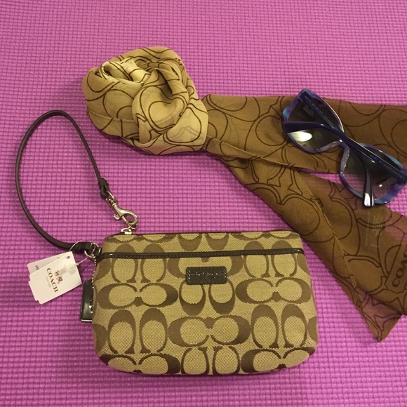 NWT Coach Signature Wristlet & Scarf Bundle!