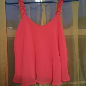 Neon pink flowy crop top