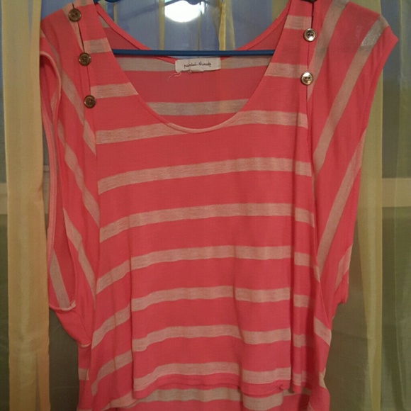 Peach and tan striped loose top
