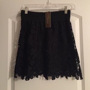 Black Lace Floral Skirt