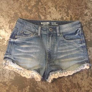 High rise denim shorts with lace