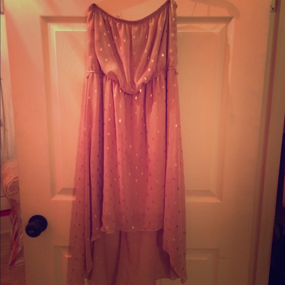 Gold and blush strapless dress