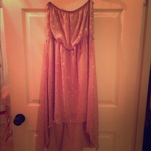 Gold and blush strapless dress