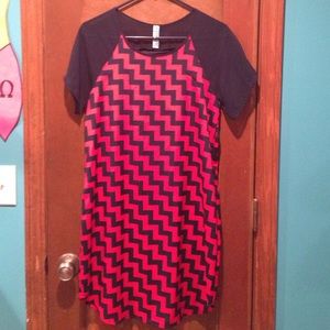 Navy and red chevron shift dress