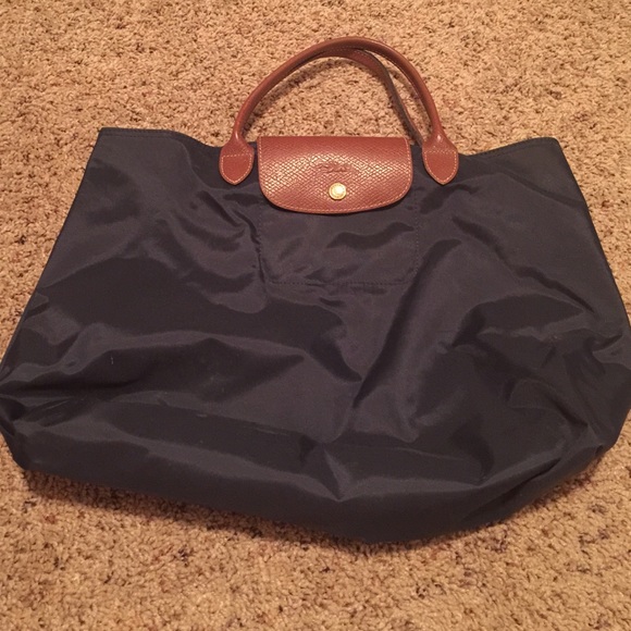Long champ Le Pliage navy blue handbag