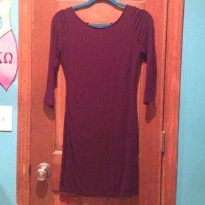 Maroon open back lined bodycon dress